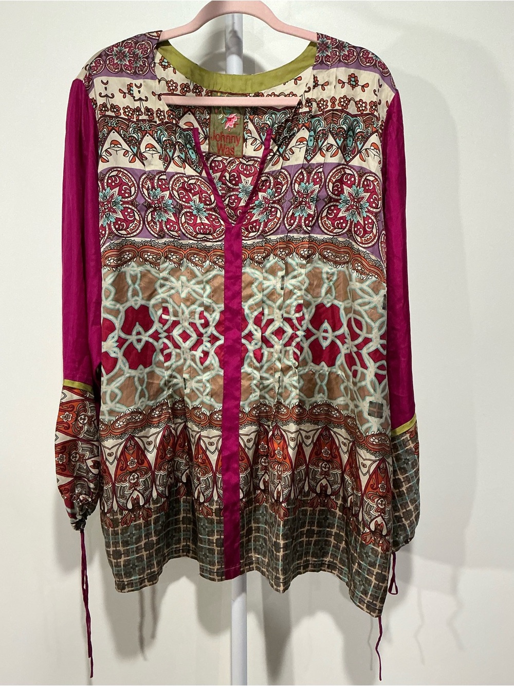 Johnny Was Fuchsia Multi-Pattern Long Sleeve Tunic